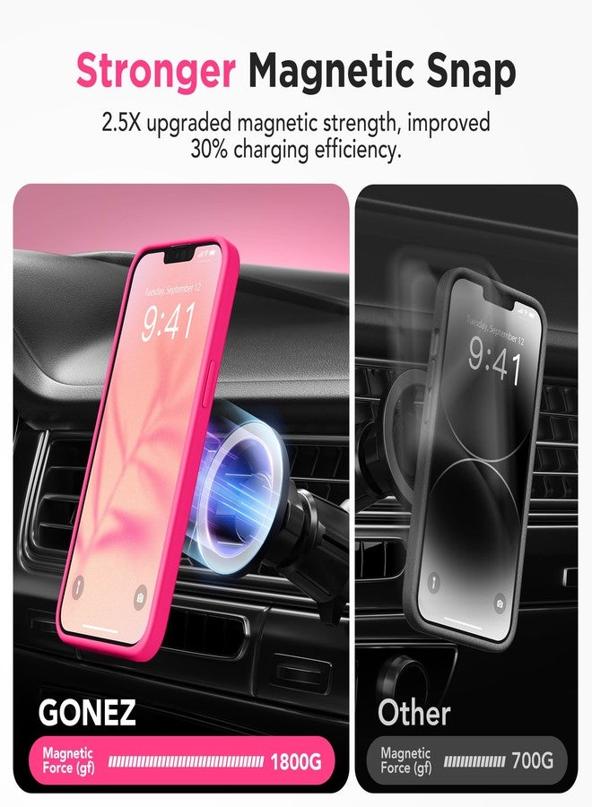 GONEZ Magnetic for iPhone 13 Pro Max Case, Compatible with MagSafe, [Military-Grade Drop Protection][Anti-Fingerprint] Slim Translucent Matte Back Shockproof Phone Protective Case (Hot Pink) - Image 4