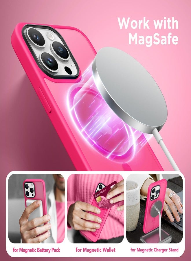 GONEZ Magnetic for iPhone 13 Pro Max Case, Compatible with MagSafe, [Military-Grade Drop Protection][Anti-Fingerprint] Slim Translucent Matte Back Shockproof Phone Protective Case (Hot Pink) - Image 3