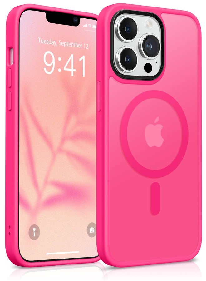 GONEZ Magnetic for iPhone 13 Pro Max Case, Compatible with MagSafe, [Military-Grade Drop Protection][Anti-Fingerprint] Slim Translucent Matte Back Shockproof Phone Protective Case (Hot Pink) - Image 1