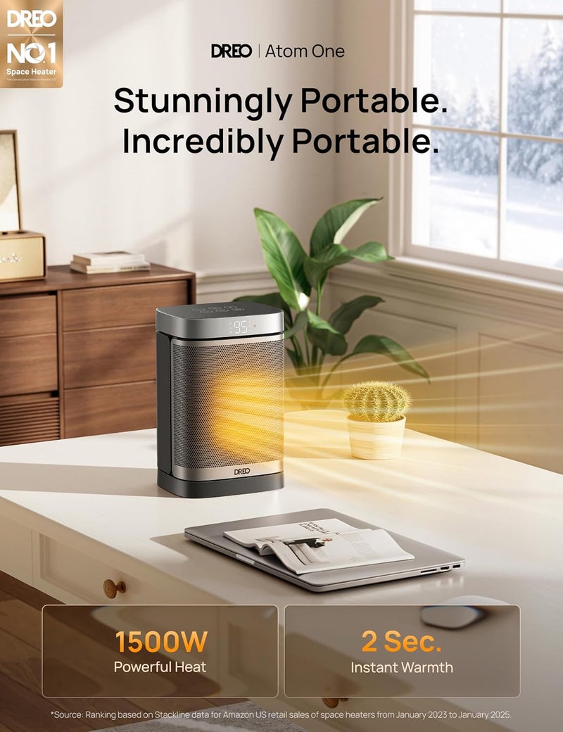 Dreo Space Heater, 1500W Portable Electric Heaters for Indoor Use, PTC Ceramic Heater for Office with Remote, Thermostat, 70°Oscillation, 12H Timer, 5 Modes, Quiet Safe Room Heater for Bedroom - Image 2