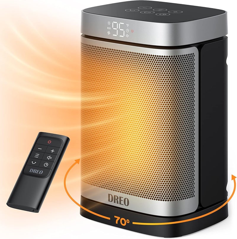 Dreo Space Heater, 1500W Portable Electric Heaters for Indoor Use, PTC Ceramic Heater for Office with Remote, Thermostat, 70°Oscillation, 12H Timer, 5 Modes, Quiet Safe Room Heater for Bedroom - Image 1