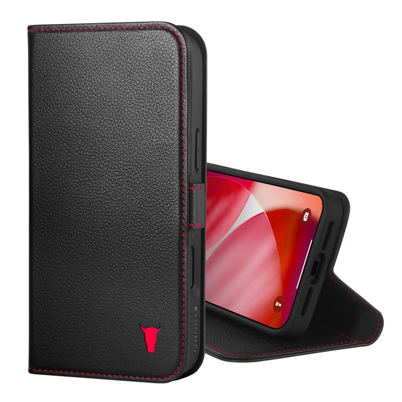 TORRO Leather Case Compatible with iPhone 17 Pro Max 6.9" 2025 - Premium Leather Wallet Flip Case with Kickstand and Card Slots (Compatible with Official MagSafe Chargers) - Black - Image 1