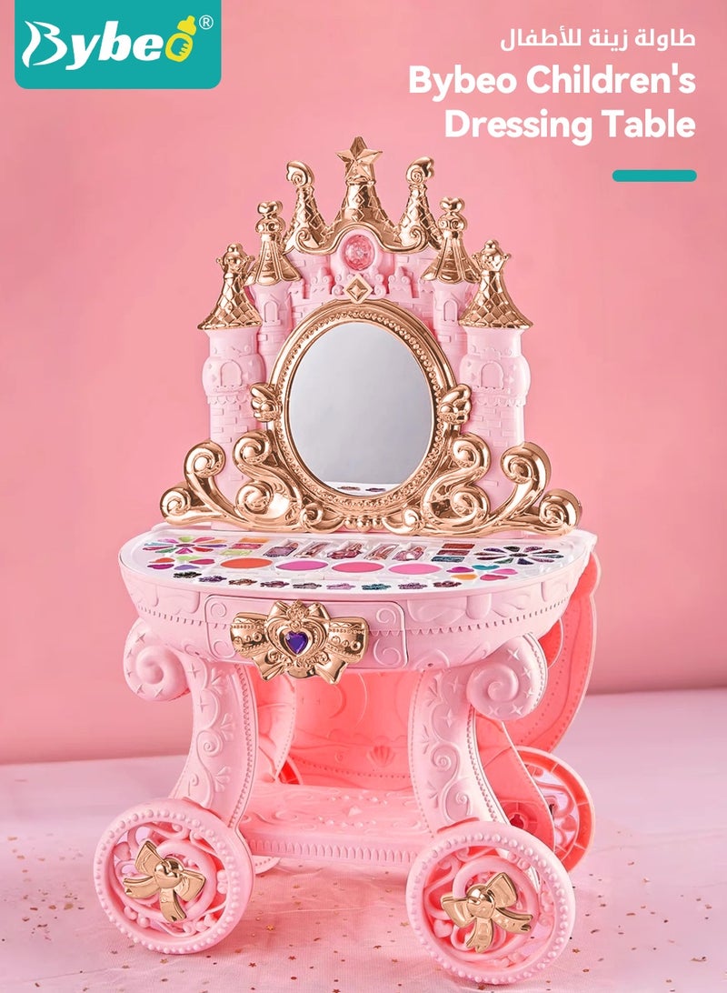 Bybeo Kids Makeup Kit for Girls, Washable Cosmetic Toys, Real Makeup Set with Dressing Table and Mirror, Beauty Playset for Girls Aged 3+, Safe and Non-toxic Princess Dress-Up Toy - Image 2