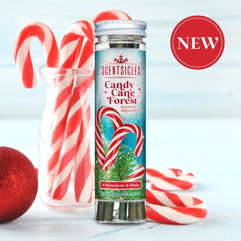Scentsicles Candy Cane Forest Scented Christmas Ornaments with Hooks - 1 Bottle (6 Sticks Total) - Image 2