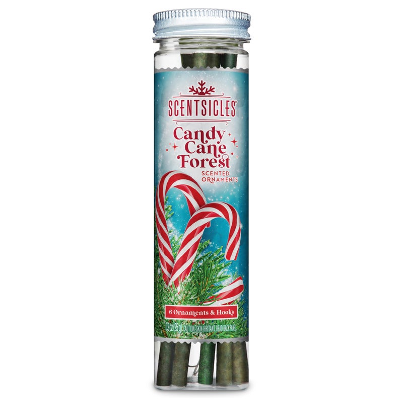 Scentsicles Candy Cane Forest Scented Christmas Ornaments with Hooks - 1 Bottle (6 Sticks Total) - Image 1