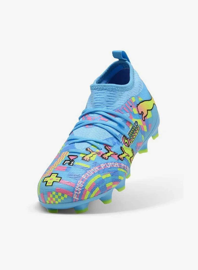 Puma PUMA White-Blue Glimmer-Pink Glimmer-Yellow Alert FUTURE 9 MATCH ADVANCED LEVEL FG/AG Football Boots Youth  | Best Price UAE