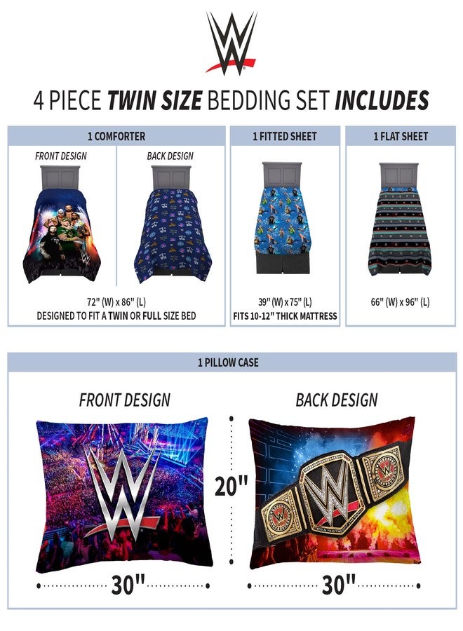 Franco WWE Wrestlemania Kids Bedding Set, Super Soft Microfiber Comforter & Sheet Set, 4-Piece Twin, (Officially Licensed Product) by Franco - Image 3