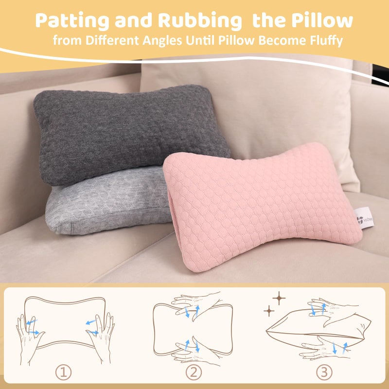 vocheer Small Pillows for Sleeping, 11â€x6â€x2.5â€™â€™ Mini Travel Pillow, Tiny Pillows for Neck, Wrist, Lumbar and Knee, Pets Pillow, Cotton, Machine Washable,Light Grey-1PC - Image 4