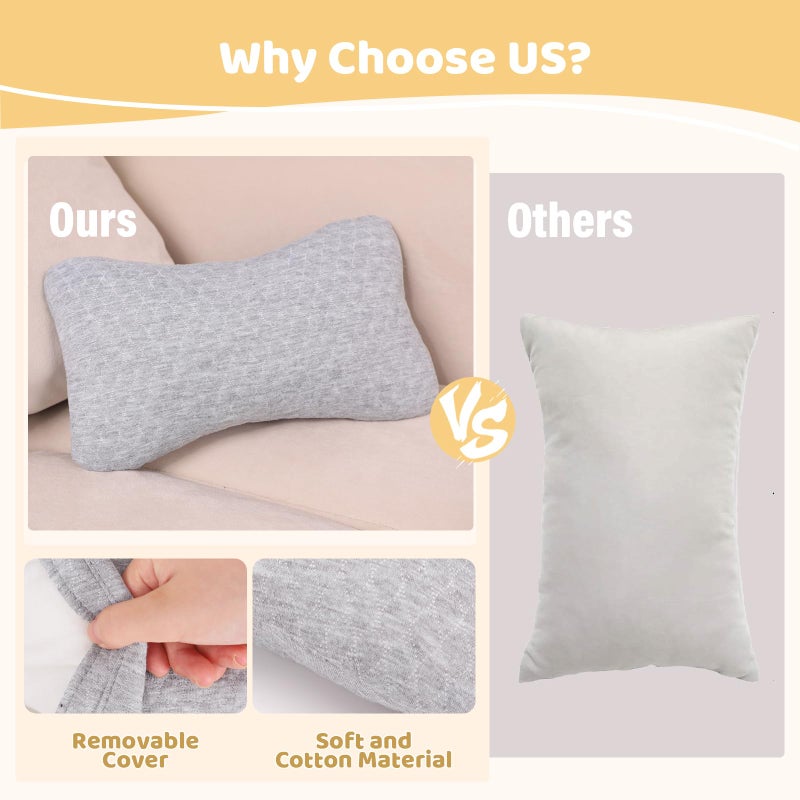 vocheer Small Pillows for Sleeping, 11â€x6â€x2.5â€™â€™ Mini Travel Pillow, Tiny Pillows for Neck, Wrist, Lumbar and Knee, Pets Pillow, Cotton, Machine Washable,Light Grey-1PC - Image 3