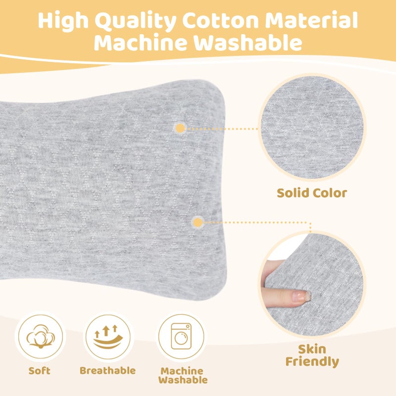 vocheer Small Pillows for Sleeping, 11â€x6â€x2.5â€™â€™ Mini Travel Pillow, Tiny Pillows for Neck, Wrist, Lumbar and Knee, Pets Pillow, Cotton, Machine Washable,Light Grey-1PC - Image 2