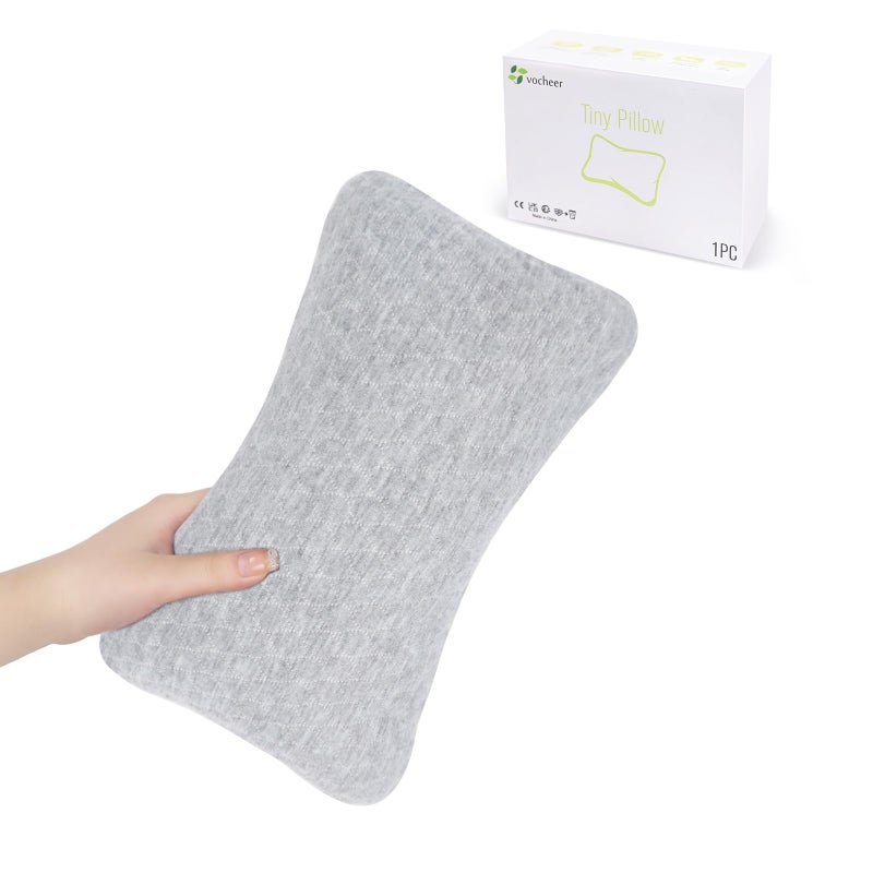 vocheer Small Pillows for Sleeping, 11â€x6â€x2.5â€™â€™ Mini Travel Pillow, Tiny Pillows for Neck, Wrist, Lumbar and Knee, Pets Pillow, Cotton, Machine Washable,Light Grey-1PC - Image 1