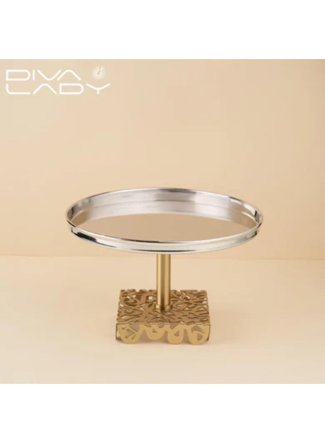DIVA LADY Luxury serving stand with a gold base – a sophisticated touch for your occasions (diameter 26 cm – height 16 cm) - Image 1