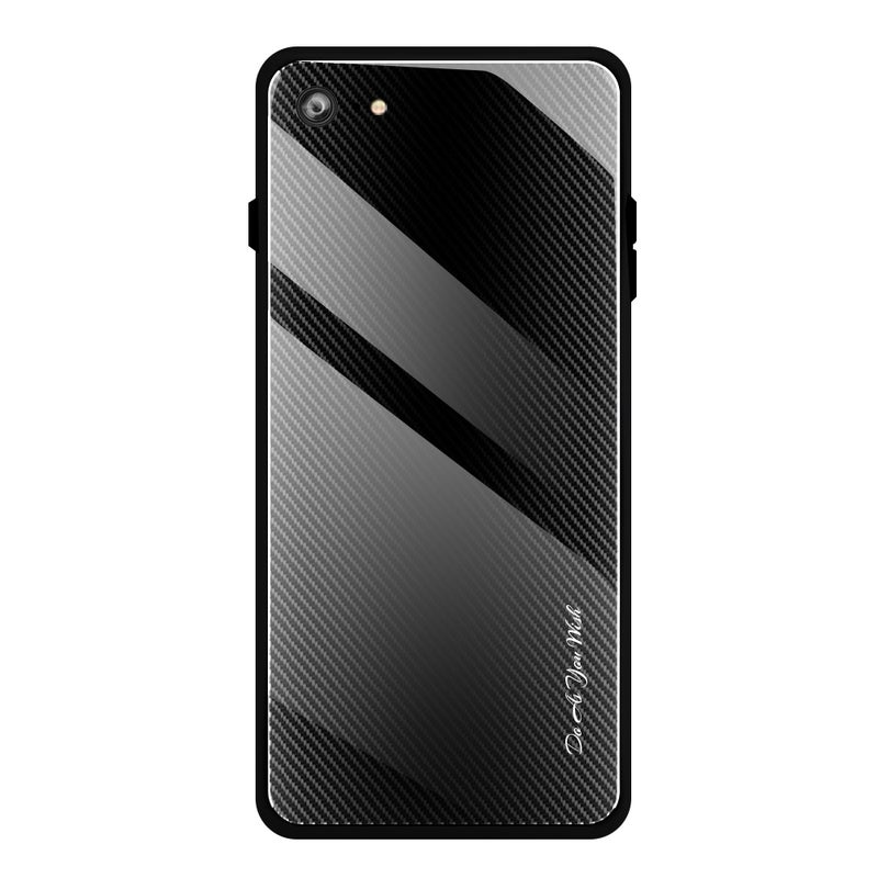 HuHa Protective Cover For iPhone SE 2022 / SE 2020 / 8 / 7 Texture Gradient Glass Protective Case(Black) - Image 1