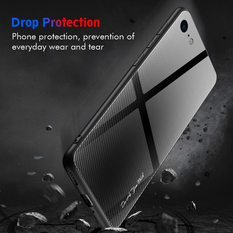 HuHa Protective Cover For iPhone SE 2022 / SE 2020 / 8 / 7 Texture Gradient Glass Protective Case(Black) - Image 4