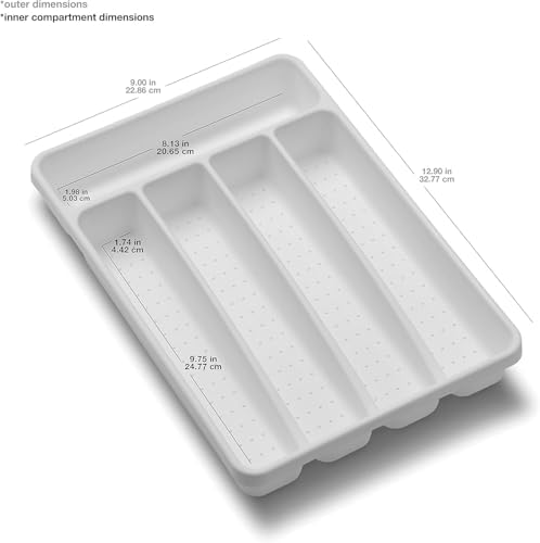 Madesmart صينية أدوات المائدة الصغيرة من ميدسمارت، فضية، بيضاء - Image 4