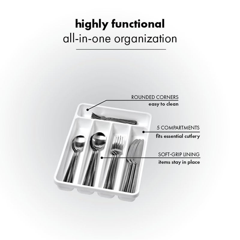 Madesmart صينية أدوات المائدة الصغيرة من ميدسمارت، فضية، بيضاء - Image 5