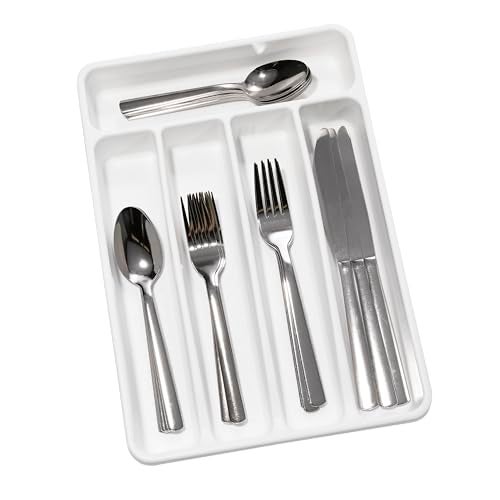 Madesmart صينية أدوات المائدة الصغيرة من ميدسمارت، فضية، بيضاء - Image 1