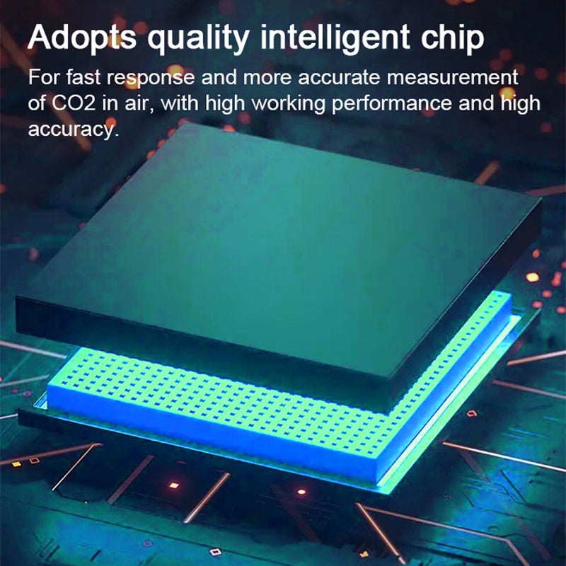 Household Air Quality Detector Multifunctional Semiconductor Sensors CO2 Tester LCD Display with Backlit Carbon Dioxide TVOC HCHO Value Temperature Humidity Detect Self-calibration with Alarm Function - Image 4