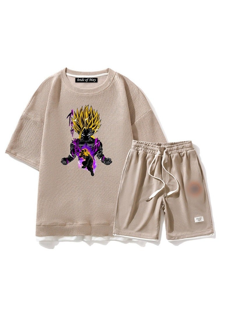 KUYING New Dragon Ball Short Sleeve Shorts Loose Two Piece Set  - Image 1