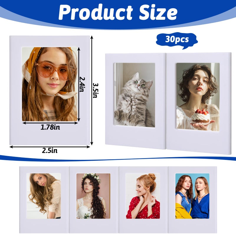 Caeuiciw 30 Pack Mini Magnetic Picture Frames 2x3 Inch Picture Frames Small Table Pictures Holder Compatible with Polaroid Fujifilm Film Photos for Fridge Table Locker Whiteboard (White - Image 2