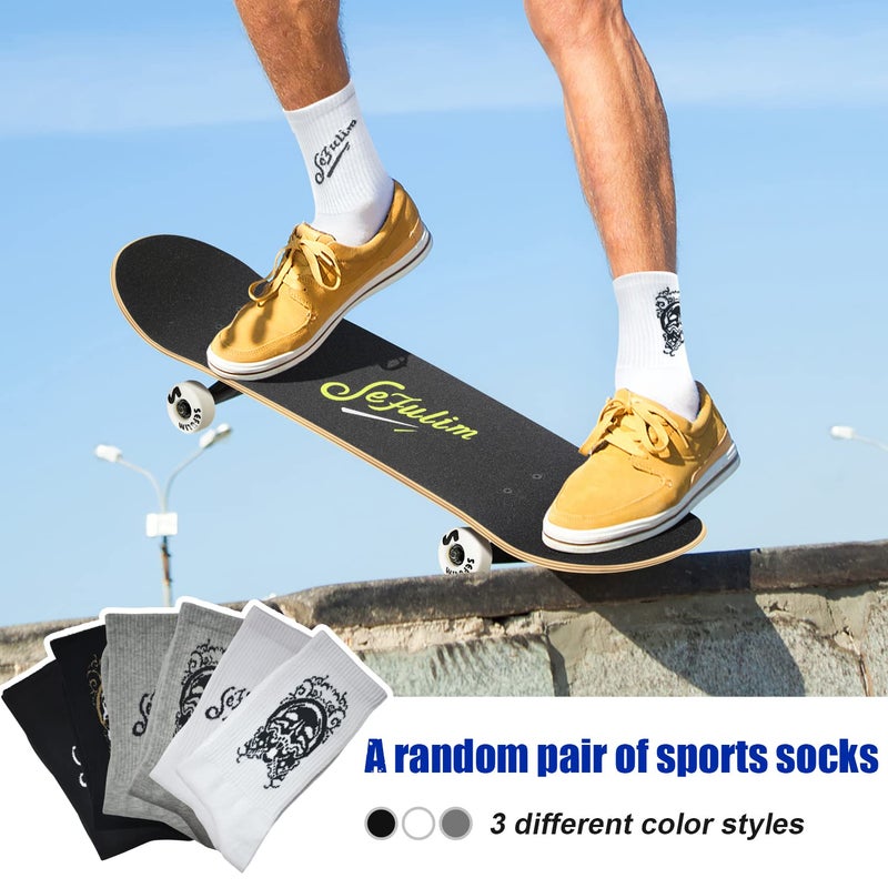 Sefulim 31 x 8 Inch Complete Skateboard 7 Layer Canadian Maple Double Kick Deck Concave Cruiser Trick Skateboard for Boys Girls Teens Adults Beginner - Image 2