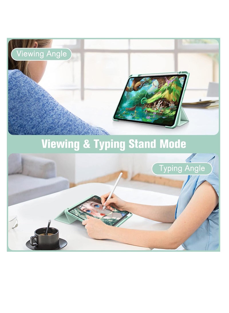 إيفو حافظة هجينة رفيعة لجهاز iPad Pro مقاس 11 بوصة M4 (2024)، غطاء واقٍ مقاوم للصدمات قابل للطي مع غطاء خلفي شفاف وحامل قلم مدمج لجهاز iPad Pro مقاس 11 بوصة 2024، أخضر نعناعي - Image 2