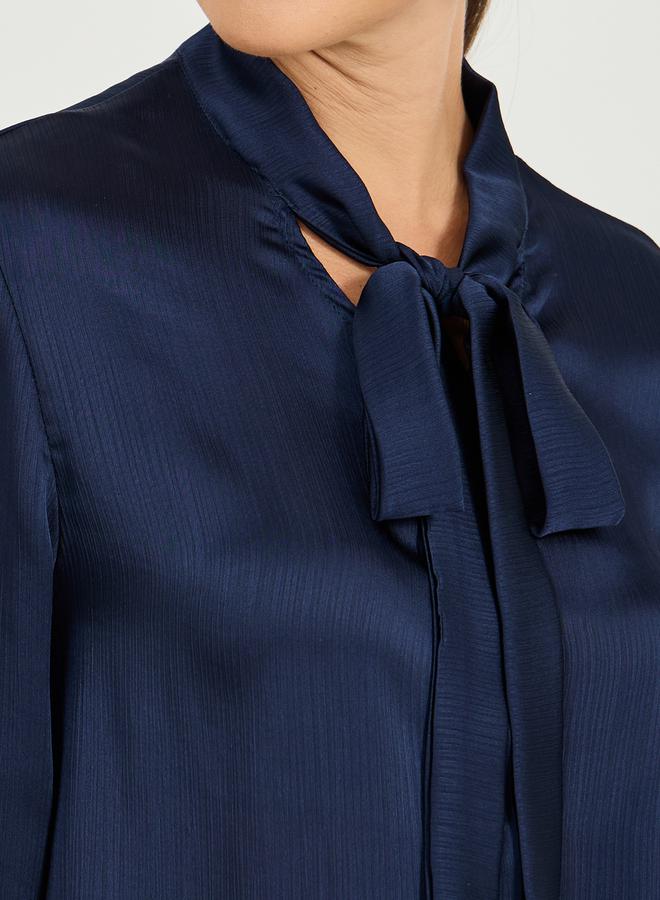 Styli Textured Regular Fit Blouse with Tie Neck Detail - Image 5