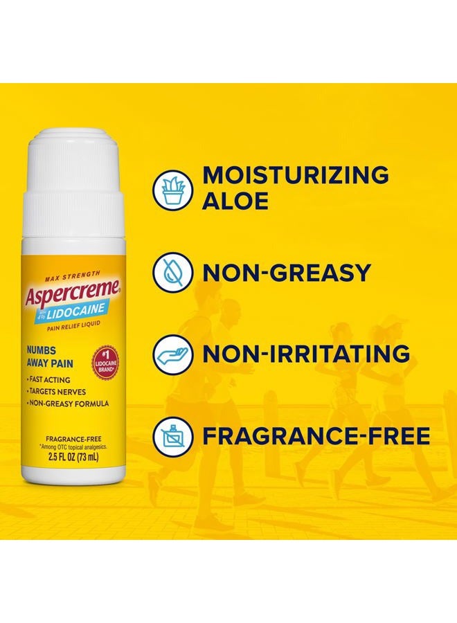 Aspercreme Odor Free Max Strength Lidocaine Pain Relief Liquid with Roll-On No Mess Applicator, 2.5 oz. - Image 5