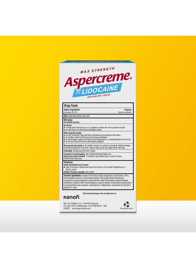 Aspercreme Odor Free Max Strength Lidocaine Pain Relief Liquid with Roll-On No Mess Applicator, 2.5 oz. - Image 2