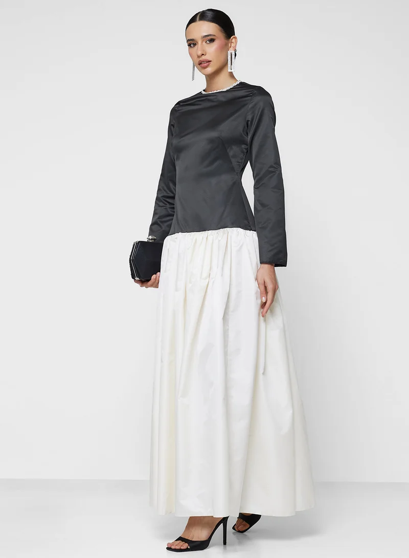Namshi x Contrast Toned Ball Gown Dress