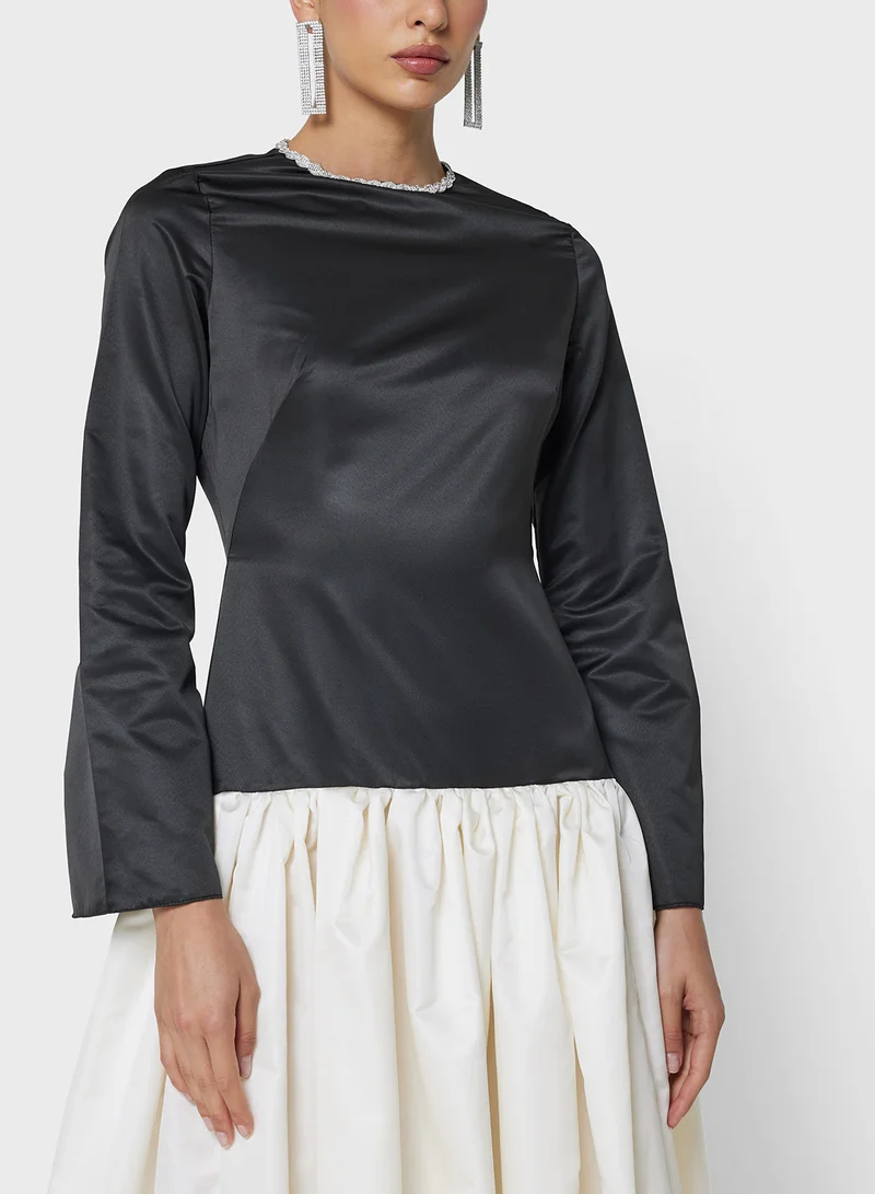 Namshi x Contrast Toned Ball Gown Dress