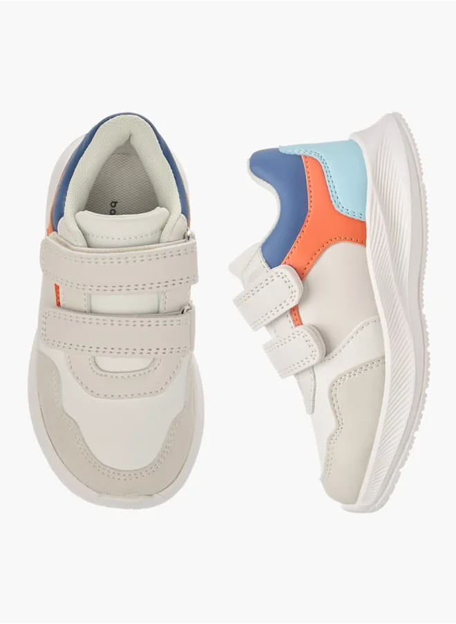 حافي القدمين Boys Colourblock Sneakers With Hook And Loop Closure