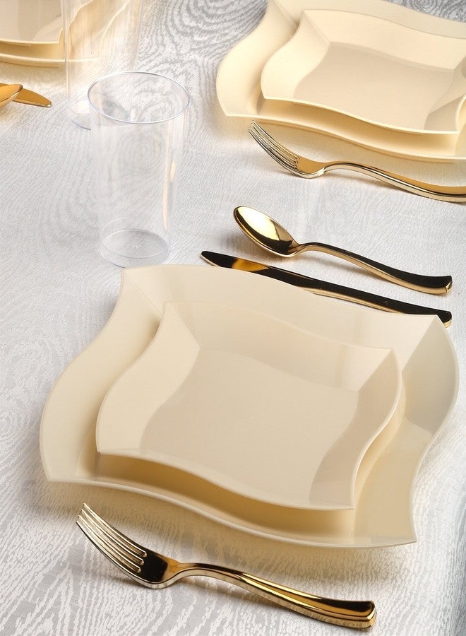 Smarty Had A Party 360 Piece Plastic Silverware Set - Disposable Gold Forks, Spoons, Knives - Bulk Flatware Utensil Party Supplies for Wedding, Birthday, All Occasions - Image 5