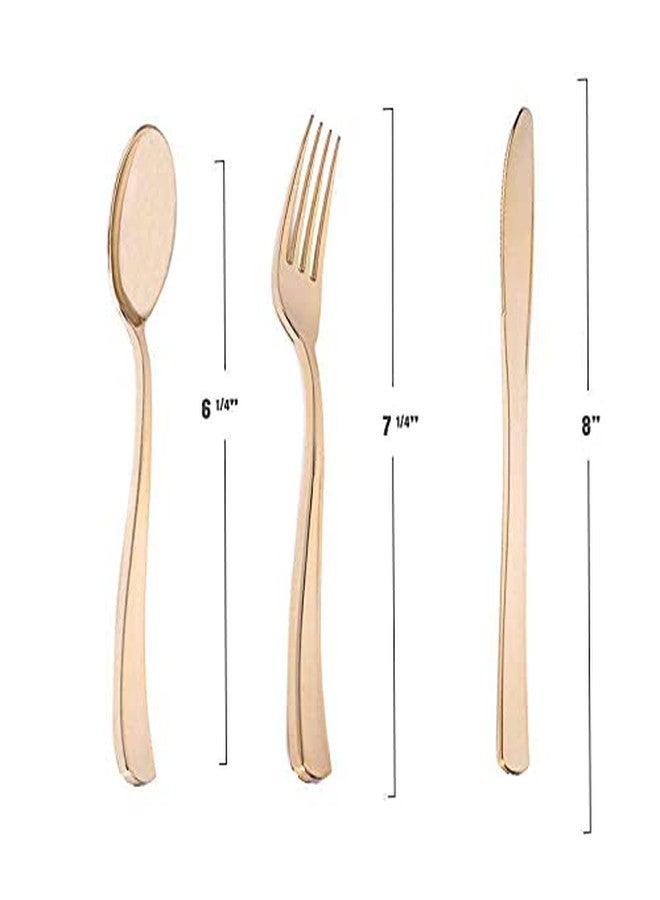 Smarty Had A Party 360 Piece Plastic Silverware Set - Disposable Gold Forks, Spoons, Knives - Bulk Flatware Utensil Party Supplies for Wedding, Birthday, All Occasions - Image 2