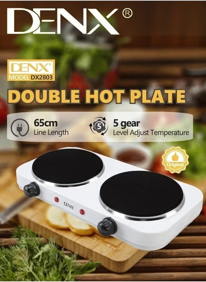 Denx Stainless Steel Electric Stove And Heater, Portable Cooktop Burners With Adjustable Temperature Control, 1000W Electrics Hot Plate With Two Burners - Image 3