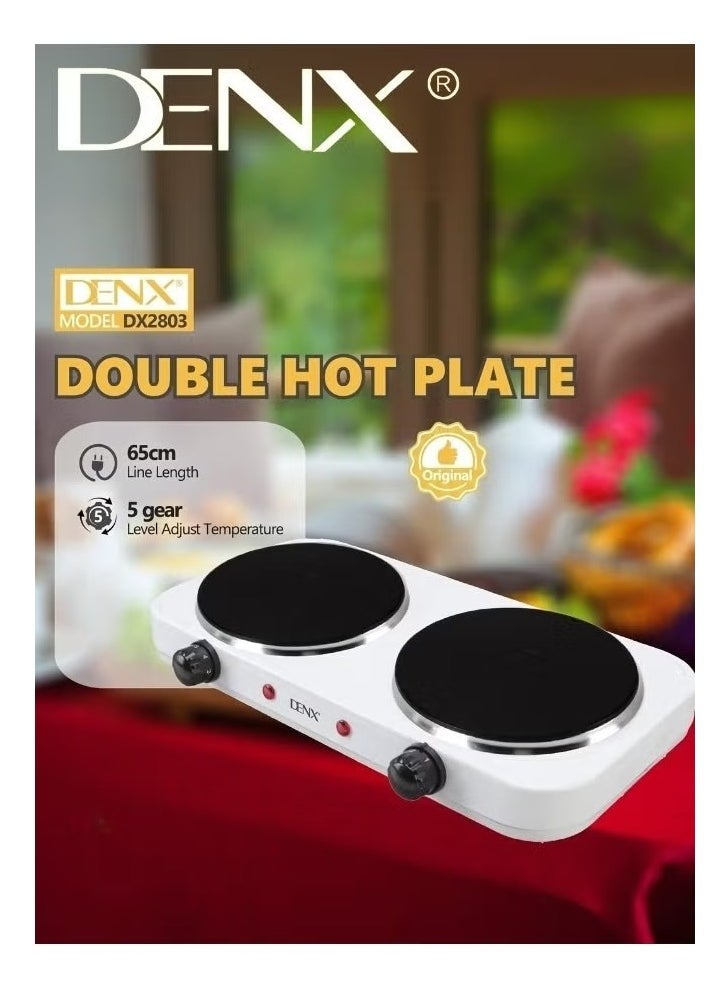 Denx Stainless Steel Electric Stove And Heater, Portable Cooktop Burners With Adjustable Temperature Control, 1000W Electrics Hot Plate With Two Burners - Image 2