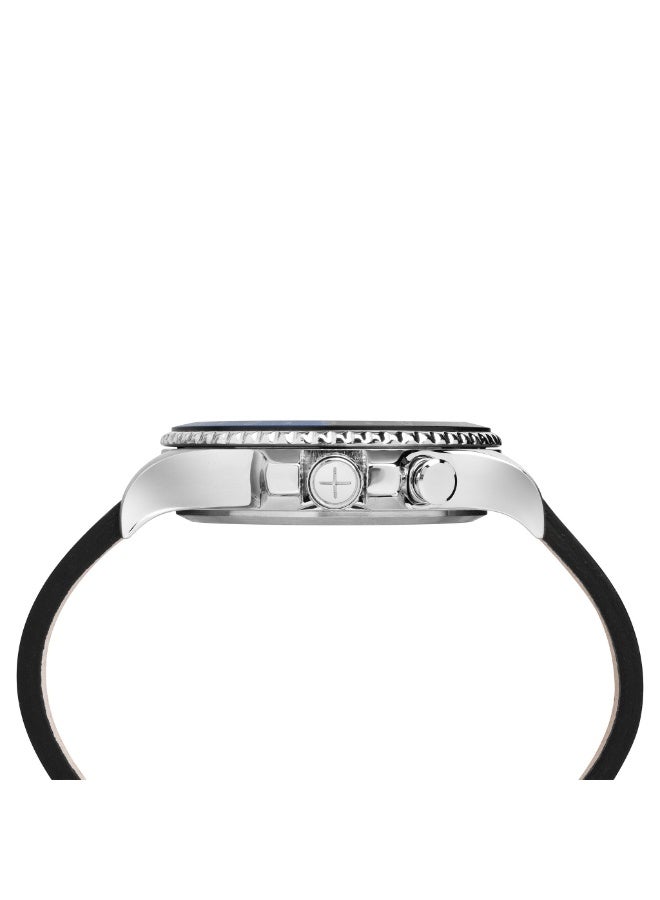 TIMEX MILITARY GMT TW2R43600  STYLISH MEN'S WATCH WITH BLACK LEATHER STRAP & INDIGLO DIAL - Image 2