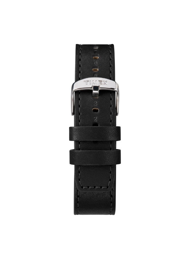 TIMEX MILITARY GMT TW2R43600  STYLISH MEN'S WATCH WITH BLACK LEATHER STRAP & INDIGLO DIAL - Image 3