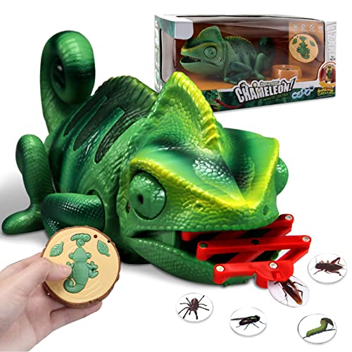 AONTESS Remote Control Chameleon Animal Toys  LED Light Up  Preying Remote Control Electronic Toy with Moving Eyes Walking Color Changing Realistic RC Robot Toy Gift for Boys Kids Age 4 5 6 7 8 Years Old - Image 1