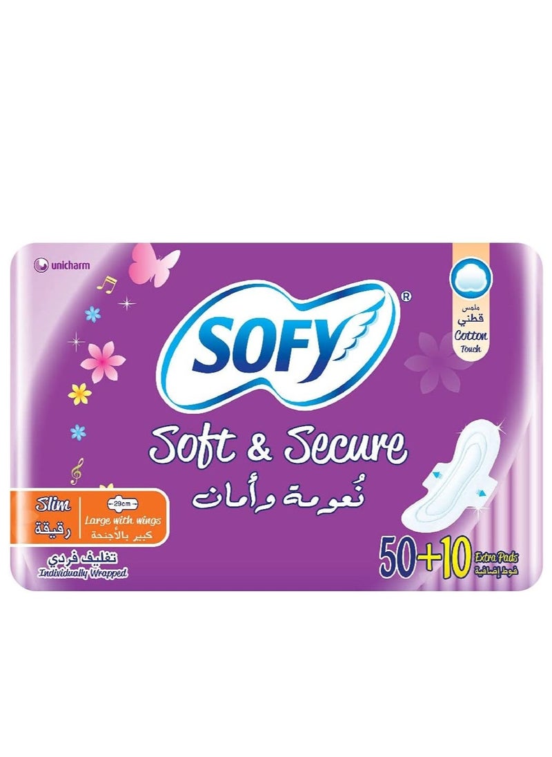 Sofy 60 Pads Soft and Secure Slim Large Individually Wrapped Pads  - Image 1