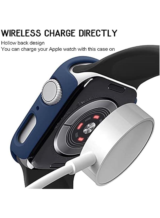 3 Pack Compatible for Apple Watch Case 44mm Series 6 Series 5 Series 4 / SE, Hard PC Bumper Case Protective Cover Frame 【NO Screen Film】 Compatible for iWatch Accessories 44mm, Black/Navy Blue/Clear - Image 5