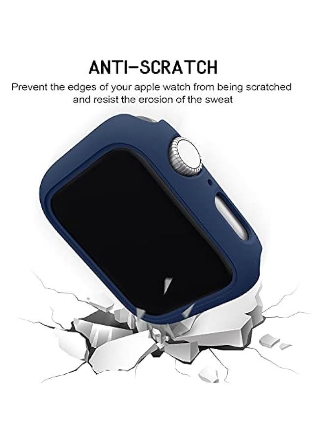 3 Pack Compatible for Apple Watch Case 44mm Series 6 Series 5 Series 4 / SE, Hard PC Bumper Case Protective Cover Frame 【NO Screen Film】 Compatible for iWatch Accessories 44mm, Black/Navy Blue/Clear - Image 4