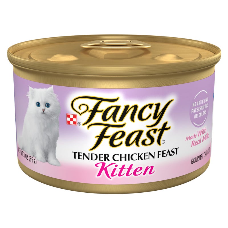Fancy Feast طعام رطب للقطط الصغيرة من بورينا فانسى فيست بنكهة الدجاج الطري عبوة من 24 علبة سعة 3 أونصات