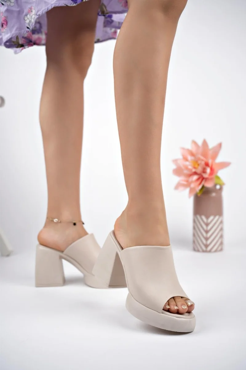 موغو Alaçatı Guaranteed Women's Casual Comfortable Stylish Orthopedic Platform Thick Heeled Slippers
