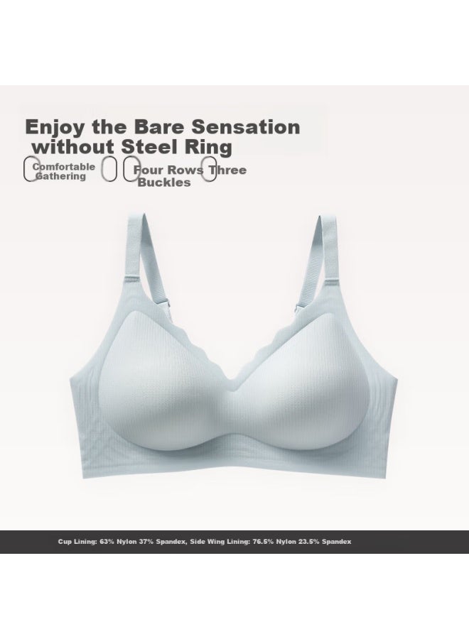 Fenton Fenteng New Style Popular Anti-sagging Light-faced Wire-free Bra With Side Breast Support And Breast Enhancement Light Blue L - Image 2