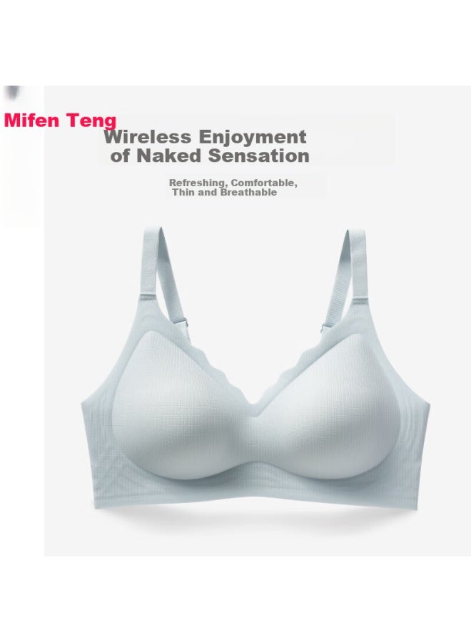 Fenton Fenteng New Style Popular Anti-sagging Light-faced Wire-free Bra With Side Breast Support And Breast Enhancement Light Blue L - Image 1