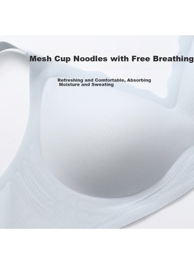 Fenton Fenteng New Style Popular Anti-sagging Light-faced Wire-free Bra With Side Breast Support And Breast Enhancement Light Blue L - Image 3