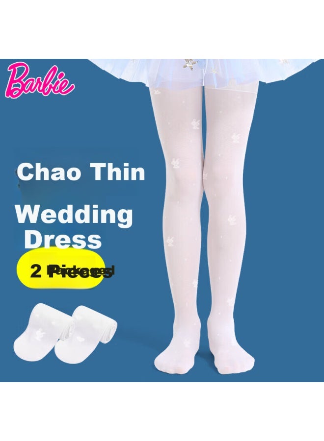 Barbie Kids' Thin White Pantyhose Summer Thin Girls' White Pantyhose Ultra-thin Bottoming Socks Breathable Bottoming Pants Girls' Long Tube Socks