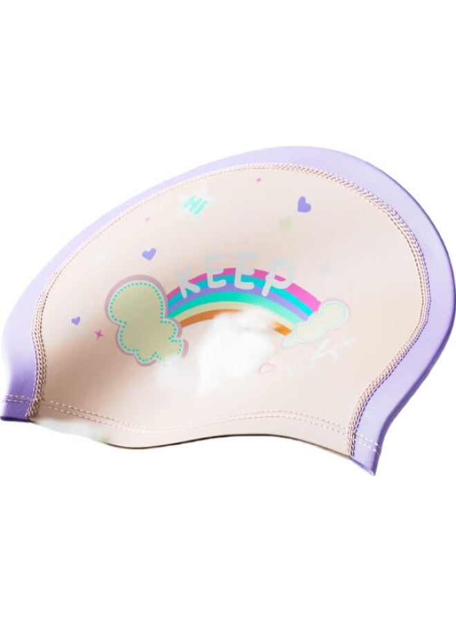 Keep Children'S Swim Cap, Non-Binding, For Boys And Girls, Comfortable Fabric Cap, Baby Ear Protection, Swimming Equipment, 250 Pink And Purple - Image 3