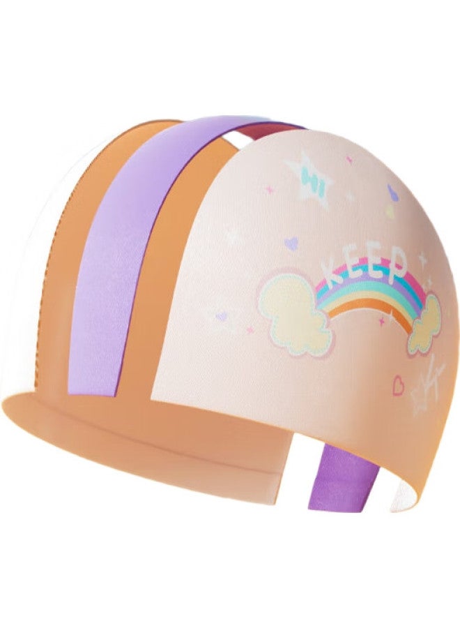 Keep Children'S Swim Cap, Non-Binding, For Boys And Girls, Comfortable Fabric Cap, Baby Ear Protection, Swimming Equipment, 250 Pink And Purple - Image 1